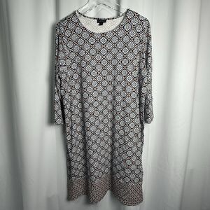 J Jill Wearable Collection 3/4 Sleeve Shift Dress Sz Large